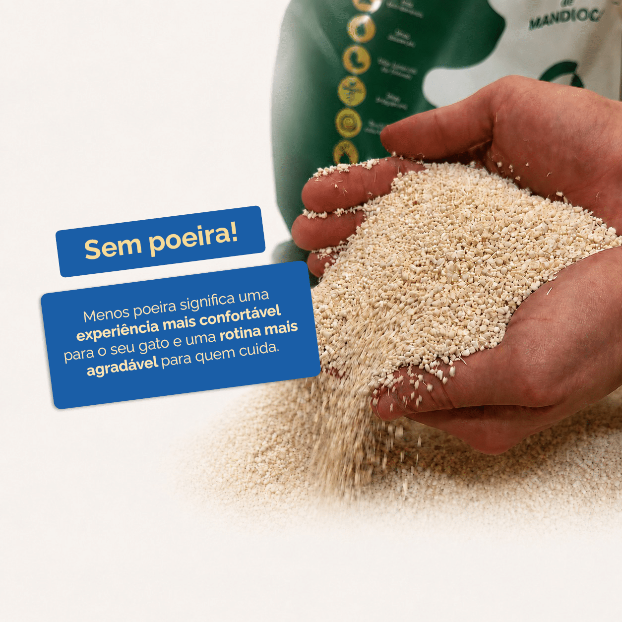 Areia de mandioca Prestipet biodegradável, sem corantes e sem fragrância, para gatos sensíveis
