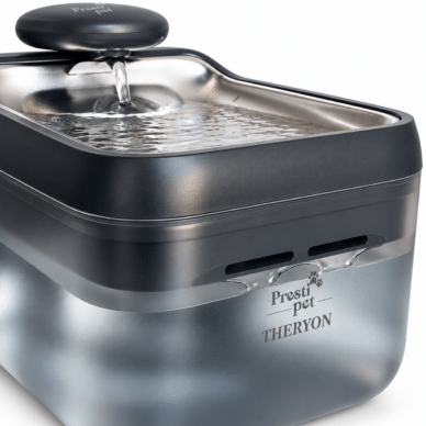 Bebedouro automático Theryon PrestiPet Premium para cães e gatos, nas cores branco e preto