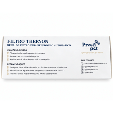 Bebedouro automático Theryon PrestiPet Premium para cães e gatos, nas cores branco e preto