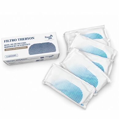 Bebedouro automático Theryon PrestiPet Premium para cães e gatos, nas cores branco e preto